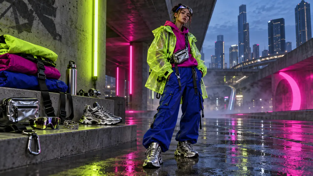 Look acid pop urbain aux couleurs néon et aux volumes oversize