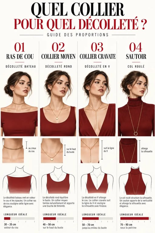 Tendance collier : longueurs de colliers et décolletés adaptés