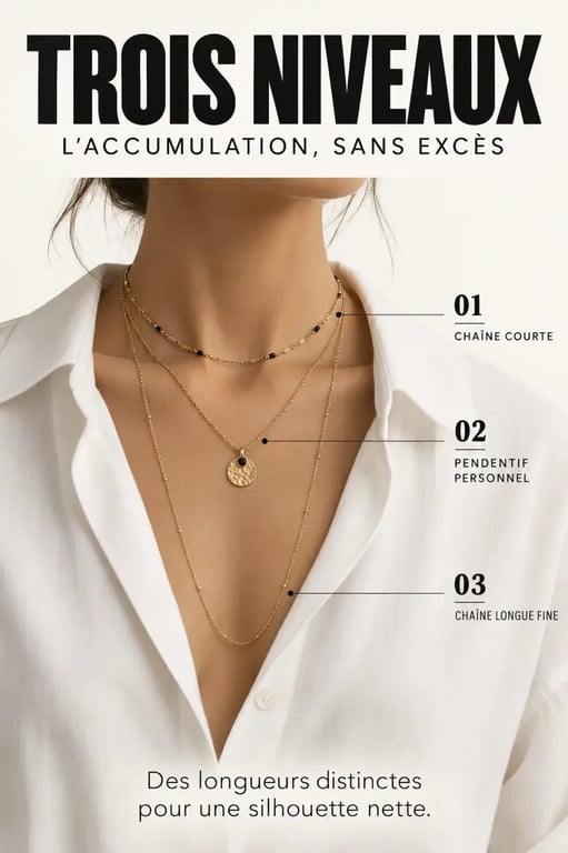 Tendance collier : exemple de superposition de trois colliers
