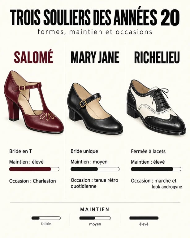 Comparatif de chaussures année 20 : Salomé, Mary Jane et Richelieu