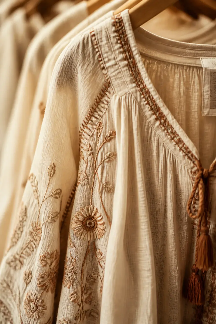 Haut bohème femme : gaze de coton, broderies et coupes qui tombent juste