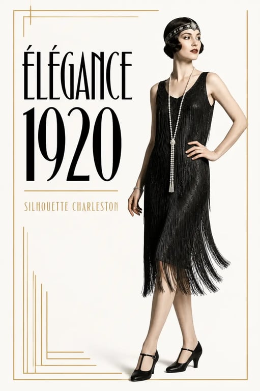 vetement annee 20 femme robe Charleston à franges avec bandeau perlé