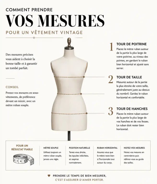 Guide des tailles pour acheter des vêtements vintage pour femme en ligne