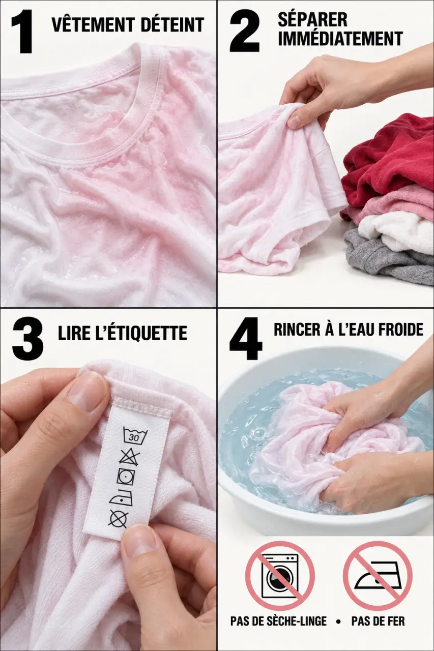 Étapes pour récupérer un vêtement déteint après un transfert de couleur