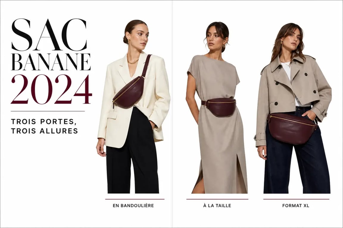 Sac banane femme tendance 2024 en bandoulière, à la taille et en format XL