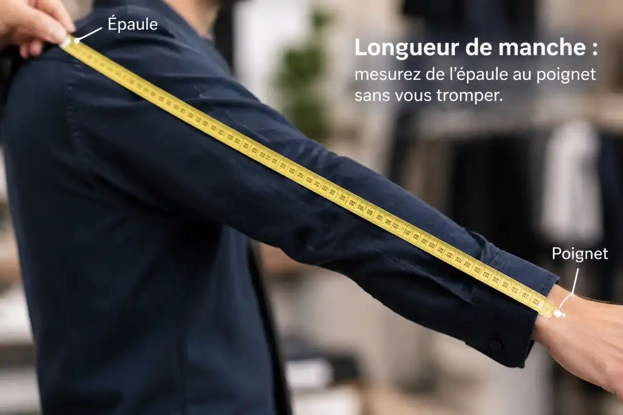 Longueur de manche : mesurez de l’épaule au poignet sans vous tromper