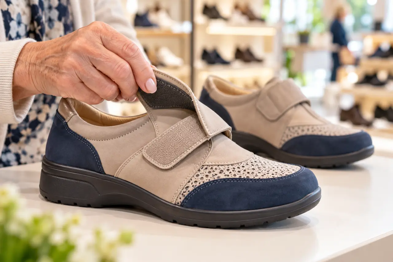 Chaussures pour femme âgée : stabilité, enfilage facile et maintien adapté